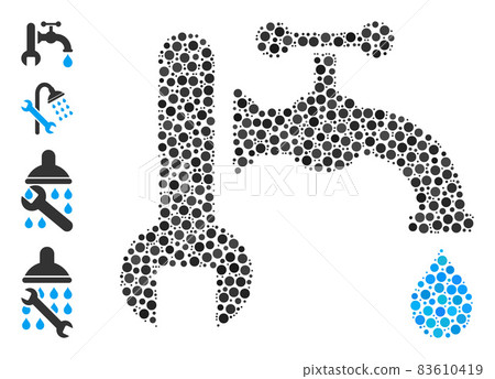 Dotted Plumbing Mosaic of Circles and Bonus Icons 83610419