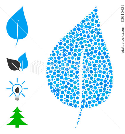 Dotted Plant Leaf Composition of Circles with Similar Icons Dotted Plant Leaf Composition of Circles with Similar Icons 83610422