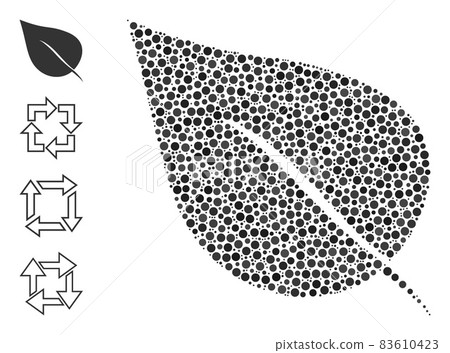 Dotted Plant Leaf Composition of Circles with Similar Icons Dotted Plant Leaf Composition of Circles with Similar Icons 83610423