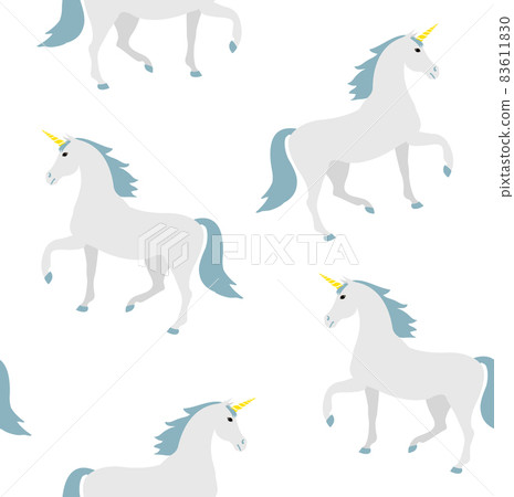 Vector seamless pattern of flat cartoon unicorn 83611830