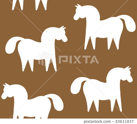 Vector seamless pattern of flat hand drawn horse 83611837
