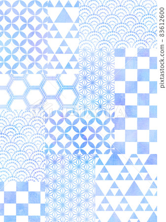 Japanese pattern patchwork wallpaper blue 83612600