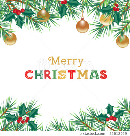 Christmas tree, balls garland background vector 83612939