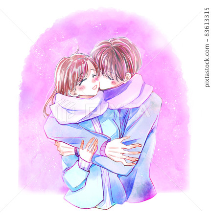 冬天擁抱的情侶 冬天擁抱的情侶 83613315