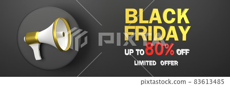 Black Friday with megaphone on a black background. 83613485