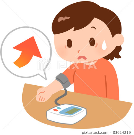 Woman measuring blood pressure (hypertension) 83614219