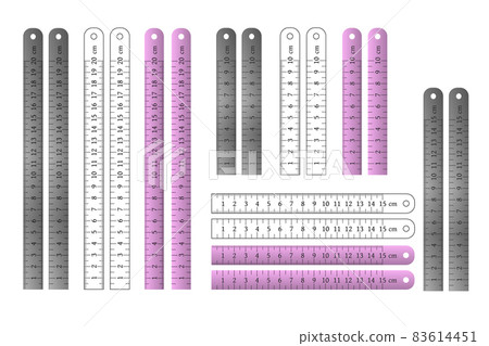 Metal and plastic straight rulers set vector illustration. 83614451