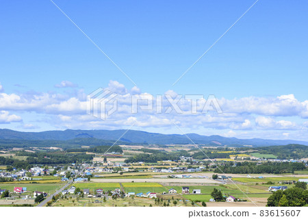 View of Kamifurano Town from the Hinode Park Observatory in Autumn, Hokkaido View of Kamifurano Town from the Hinode Park Observatory in Autumn, Hokkaido 83615607