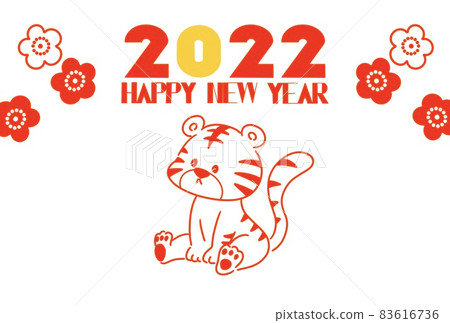New Year's card with a simple tiger design 2022 New Year's card with a simple tiger design 2022 83616736