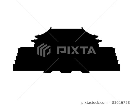 Silhouette Forbidden City. China ancient historical architecture. 83616738