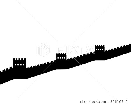Silhouette of the Great wall of China. Ancient historical architecture Silhouette of the Great wall of China. Ancient historical architecture 83616741