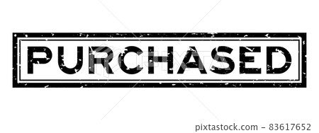 Grunge black purchased word sqaure rubber seal stamp on white background 83617652