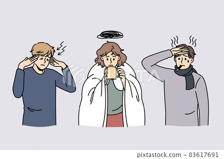 Fever and feeling sick concept Fever and feeling sick concept 83617691