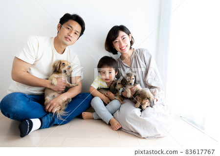 Family photo pet dog Kaninhen Dachshund 83617767