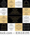 Set of black gold framed labels. Monograms for design 83618195