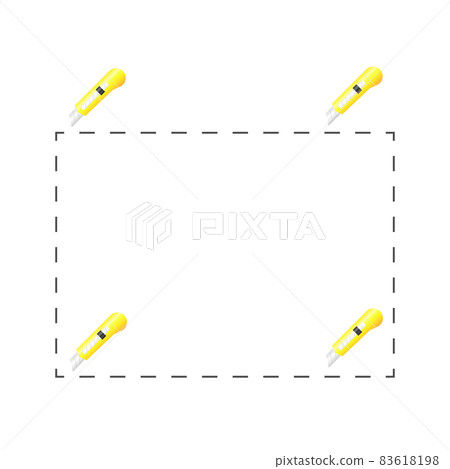 美工刀和切割線的插圖 83618198