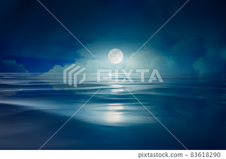 full moon in the sea at night 83618290