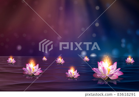 lotus Pink light purple floating light sparkle purple background 83618291