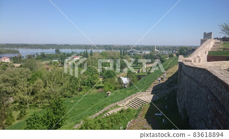 Natural scenery overlooking from an old castle in Serbia 83618894