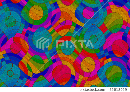 Slightly dark multicolor handwritten circle and curved pattern Slightly dark multicolor handwritten circle and curved pattern 83618939