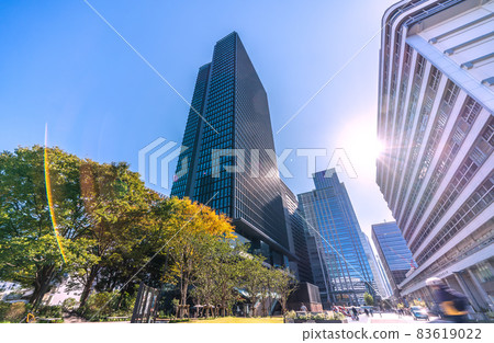 Tokyo cityscape of Japan Skyscraper Tokiwabashi Tower seen from the Otemachi side 83619022