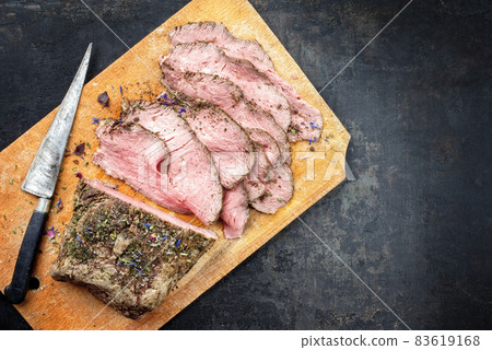Traditional lunch meat with sliced cold cuts roast beef  83619168
