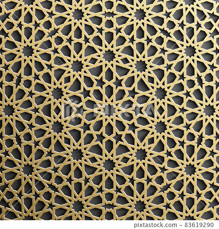 Gold islamic pattern on black background.... - Stock Illustration ...