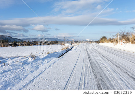 Snowy road morning (Hiruzen Plateau) 83622359