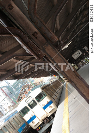Retro platform of JR Mojiko station and JNR train 83622451