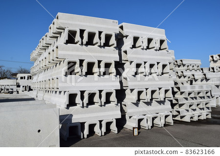 Stacked concrete products for civil engineering work Stacked concrete products for civil engineering work 83623166