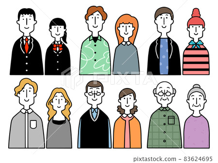 不同年齡段的情侶插畫 83624695