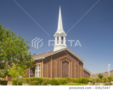 Sunny exterior view of The Church of Jesus Christ of Latter day Saints Sunny exterior view of The Church of Jesus Christ of Latter day Saints 83625847