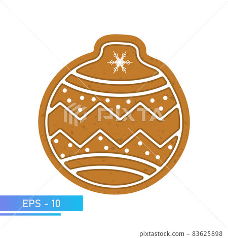 Christmas Cookies, gingerbread in the form of a Christmas toy, Isolated On White Background, Vector Illustration. 83625898