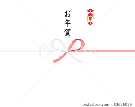 Red and white paper bowknot New Year's greetings 83626059