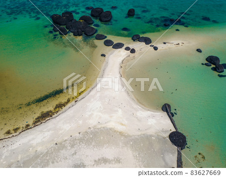 Beautiful tropical island koh Kham, white sand beach with volcanic rocks, near koh Mak, Trat 83627669