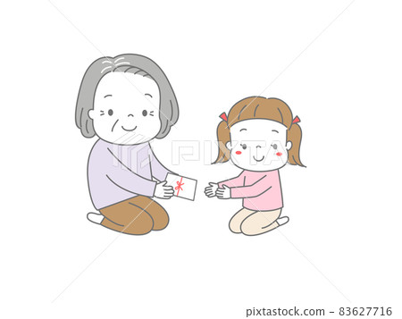 奶奶給孫子們送新年禮物 83627716