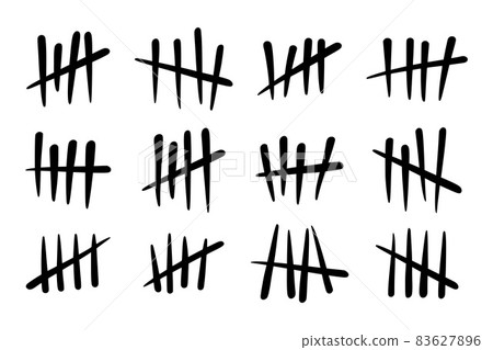 Tally marks to count days in prison. Tally marks for math lessons. Vector illustration Tally marks to count days in prison. Tally marks for math lessons. Vector illustration 83627896