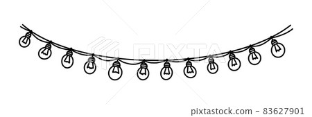 Garland with bulbs for carnival or celebration. Decor lamp garland isolated on white background. Vector illustration 83627901