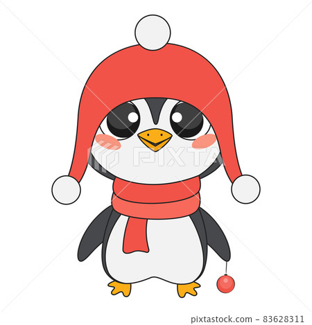 Cute christmas penguin in cartoon style. Cute christmas penguin in cartoon style. 83628311