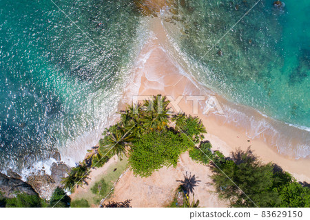Amazing top view beach Aerial view of Tropical beach sea in the beautiful Phuket island Located at Yanui beach Phuket Thailand Concept Travel and tour background 83629150
