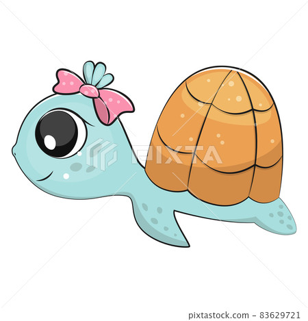Cute cartoon sea turtle character. Cute cartoon sea turtle character. 83629721