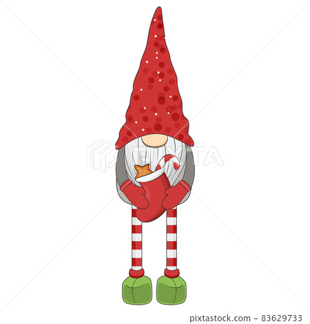 Cute christmas gnome with red sock.  83629733