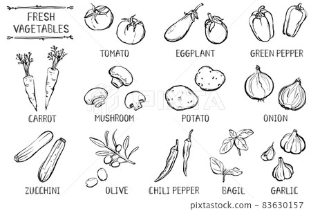 蔬菜插畫集線描手繪 83630157