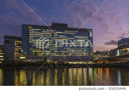 Cityscape of Tenmanbashi in the twilight sky Osaka cityscape 83630446