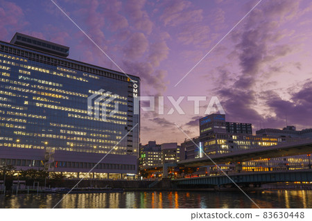 Cityscape of Tenmanbashi in the twilight sky Osaka cityscape Cityscape of Tenmanbashi in the twilight sky Osaka cityscape 83630448