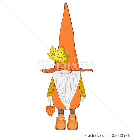 Cute autumn gnome with physalis. Cute autumn gnome with physalis. 83630588