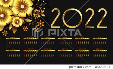 stylish golden flower 2022 new year calendar template stylish golden flower 2022 new year calendar template 83630624