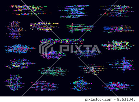 Digital decay elements. Television glitch effects, screen white