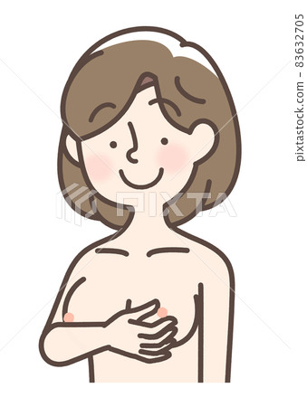 Woman checking around the nipple 83632705