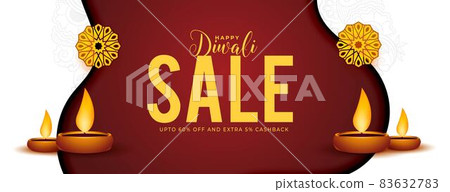 happy diwali sale banner with diya oil lamp 83632783